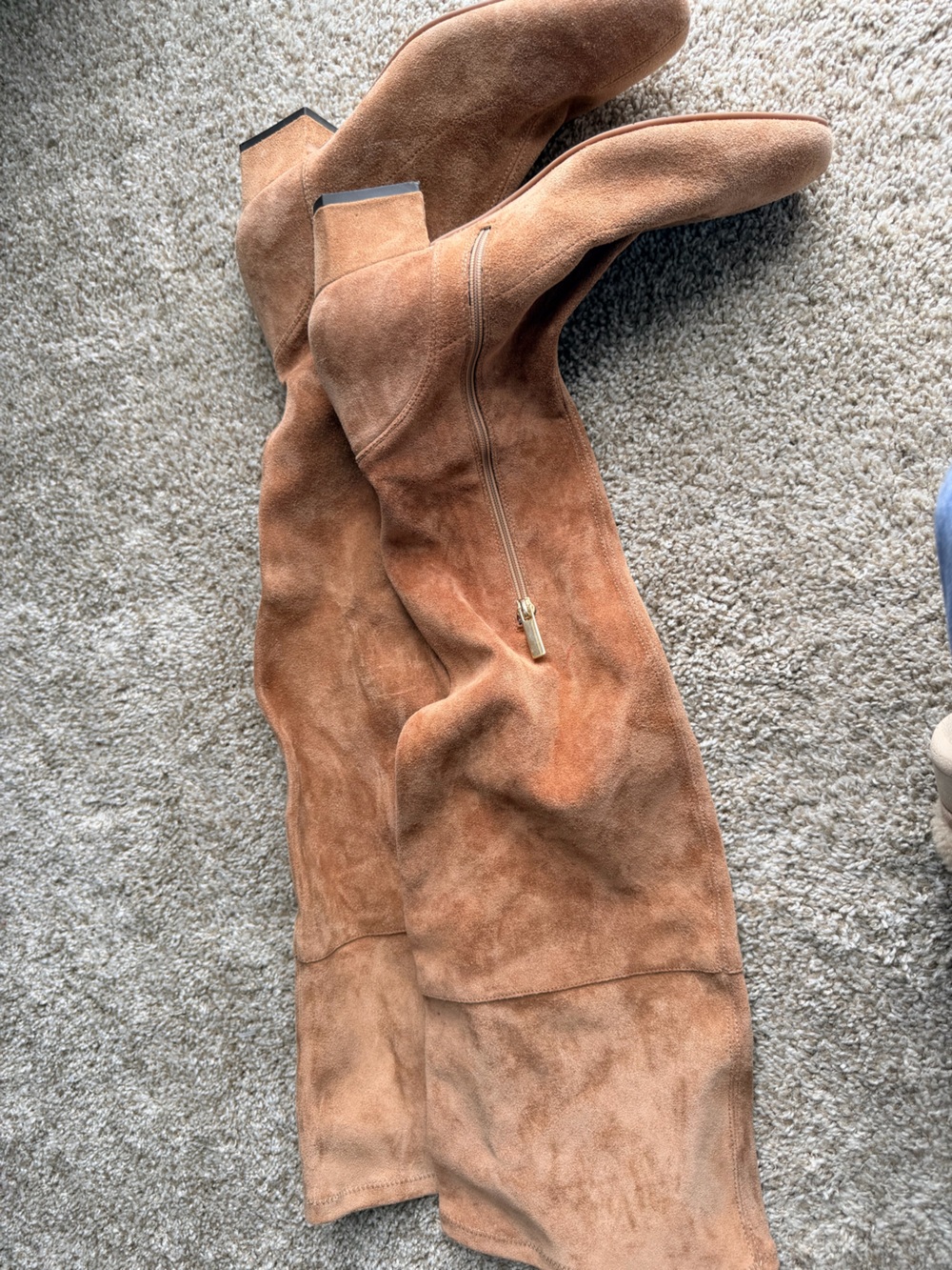 Aquatalia Women’s Camel Suede Dress Boots with Gold Accent